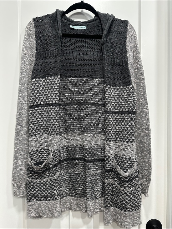 Maurices Sweaters - Women's Hooded Knit Sweater - Gray - Size Large